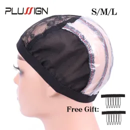 Hairnets Plussign 5pcs/lot treasable Mesh Caps لجعل البرودة S/M/L شريطية مرنة القبة غطاء القبة مع 10pcs مشط