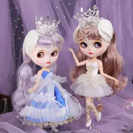 Outfits For ICY DBS Blyth Dolls Swan Ballet Dress with Headdress Suit 16 BJD Ob24 Anime Girl bratz toys 240311