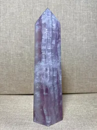 Estatuetas decorativas Torre de fluorite natural com arco de chuva de mica forma livre escultura pedra de cura reiki decoração de casa presente requintado