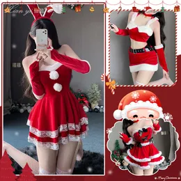 xianyi楽しい下着セクシーなクリスマスドレスラビットガールユニフォームの誘惑qqny情熱的なセットセット服新年戦争ローブ