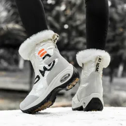 Boots vinterkvinnor ankelstövlar vattentätt hålla varma svarta snöstövlar 2023 nya damer zip stövlar chaussures femme tossies plattform