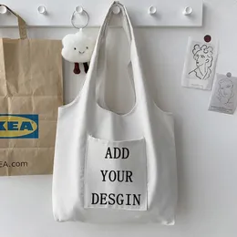 custom Tote Bag Custom Bags with Design White Shopping Bag Fashion Women Travel Canvas Bags Shoulder Bags 240322