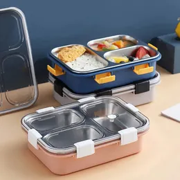 Meyjig Portable Lunch Box 304 Rostfritt stålfoder med bordsartiklar Camping Picknickmatbehållare Bento 240312