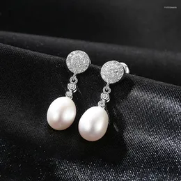 Dangle Earrings Meibapj天然淡水パールファッションドロップReal 925 Sterling Silver Fine Charm Jewelry for Women SY