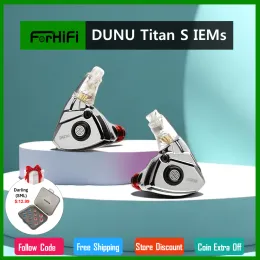 Fones de ouvido dunu titan s iems inear monitores fone de ouvido 11mm driver dinâmico com fio com cabo de cobre banhado a prata 2 pinos 0.78mm