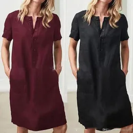 Kvinnor 2020 chic modeknappar veckad midi klänning vintage lapel krage kort lykta ärm kvinnliga klänningar stor storlek 002