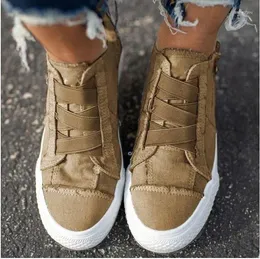 Casual Shoes Spring and Autumn Big Size Par Canvas Sports Women's Elastic Side Zipper High-Top 43