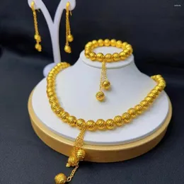 Halskette Ohrringe Set 24K vergoldete Kupferlegierung Vergoldung Armbänder 3-teiliges Schmuckstück für Frauen DD30298