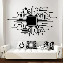 Stickers Circuit Board Technology Computer Wall Sticker Cpu IT Digital Music Producer Hacker Gamer Wall Decal Bedroom Vinyl Decor