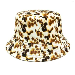 Berets Spring Summer Bucket Hat Kobiet Modny druk Fisherman Cap Hats Classic Lady Jazz Streetwear Panama Outdoor Casual