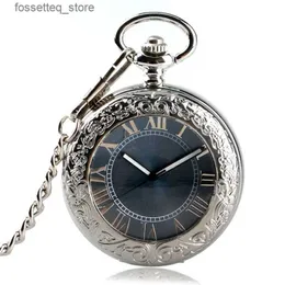 Pocket Watches Retro Mechanical Automatic Self Wind Pocket Transparent Silver Pocket Luxury FOB Clock Mens Birthday Present L240322