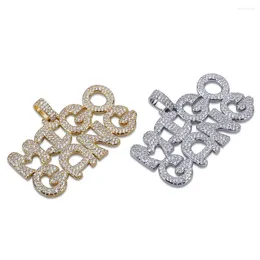 Colares Pingente Hip Hop Cubic Zirconia Pavimentada Bling Iced Out Migo Gang Carta Pingentes Colar Para Homens Rapper Jóias Ouro Prata