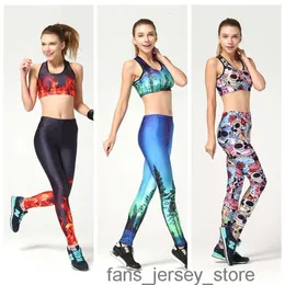 Sexy Women Sports Yoga Suit Slim High Elastic Jumpsuit Jogging Sportwear Gym 3D Print Breathable Tight Europe Running Training Sets