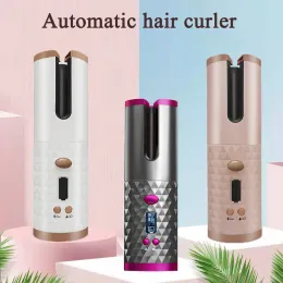 Düzleştirirler usb şarj edilebilir saç kıvırıcı yassı demir otomatik saç kıvırma demir kablosuz kıvırma kadın bukleler dalgaları dalgaları araç taşınabilir LCD ekran