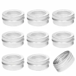 50 stücke 15 ml Nachfüllbare Aluminium Gläser Klar Fenster Leere Loti Creme Kosmetische Ctainers Tragbare Lippenbalsam Metall Boxen Für reise