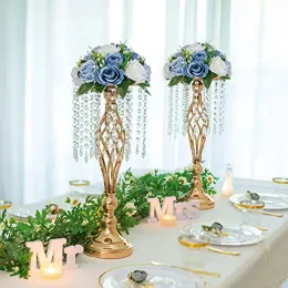 Vaser utsökt blomma vridning Vase Crystal Candlestick Table Centerpiece Decor Flower Candle Holder For Wedding Table Party Supply