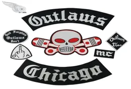 Popular Outlaw Chicago Embroidery Patches For Clothing Cool Full Back Rider Design Iron On Jacket Vest80782525364541