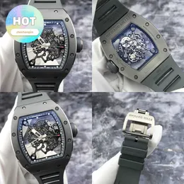 Automatic RM Wrist Watch RM055 TI Combat Gray Limited 100 Pieces Hollow Dial Mens Mechanical Watch Titanium