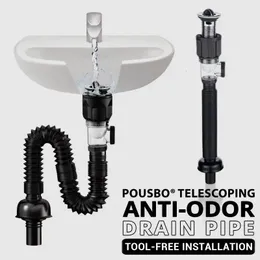 Universal Sink Drain Pipe Set Dractable Deodorant Sewer Drainage Water Slang Wash Basin Drainer Badrum Kök Tillbehör 240311