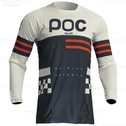 Raudax Poc Men Cycling Motocross Jersey Downhil Mountain Bike DH Shirt MX Motecycy Clothing Ropa for Boys MTB Tシャツ240321