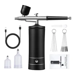 Kit compressor de aerógrafo recarregável, pulverizador de escova de ar, pistola de água, oxigênio, máquina de hidratação profunda para arte de unha, tatuagem, bolo, maquiagem 240318