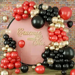 Party Decoration Black Red Balloons Kit Metal Gold Confetti Helium Balloon Garland Arch Birthday Decor Graduation Year 2024