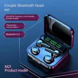 Kulaklıklar M21 TWS Kablosuz Kulaklıklar Çift Gürültü Engelleme Bluetooth Kulaklıklar 9D Stereo Spor geçirmez Mikro ile dört kulaklık kulaklık