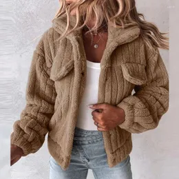 女性用ジャケットフォール冬の快適なソフトぬいぐるみコート女性ラペルボタンジャケットカーディガンレディーレングスリーブウォームトップカシミアセーター