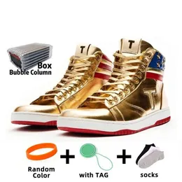 Повседневная обувь T Box With TRUMP The Never Surrender High-Tops Designer 1 TS Gold Custom Мужские уличные кроссовки Comfort Sport Модные туфли на шнуровке для вечеринок 36-46