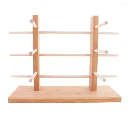 Decorative Plates Wood Display Rack Sunglass Eyeglass Counter Stand Organizer 2-Row 3/4/5/6 Layers