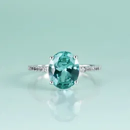 حلقات الكتلة جمال الجمال 3CT Oval Lab Green Spinel Engagement 925 Sterling Silver Classic Fine Jewelry for Women Romantic Gift