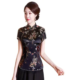 Szanghajska historia Chińska Cheongsam Top Tradycyjne chińskie kobiety039s Faux Silksatin Top China Dragon i Phoenix Bluzka Chińska 9677010