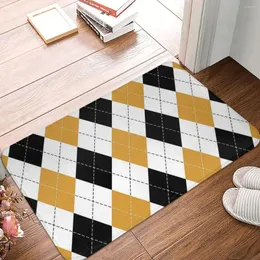 Dywany geometryczne Wzory kuchnia Kuchnia Dywan Dibet Black i biały argyle flanelowa mata wejściowa drzwi Doormat Decor Decor Doc