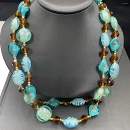 Цепочки, 2 ряда, синий граненый агат, бирюзовый культивированный белый жемчуг Бива, ожерелье с кристаллами, браслет, набор серег