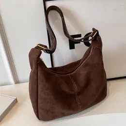 Axelväskor kvinnor retro armhåle tygväska vintage crossbody satchel stor kapacitet topphandtag faux mocka hösten shoppare