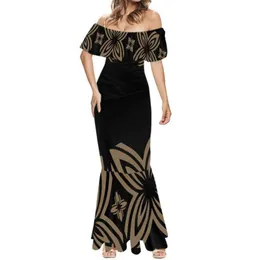 Samoan Puletasi Custom Low Moq Print Polynesian Mermaid Maxi Dress Plus Size Elegant Party Evening Dresses for Women Gown 2023