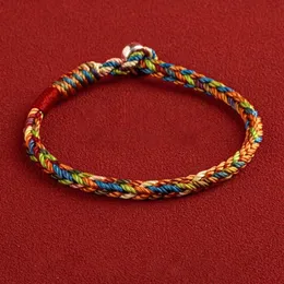 Застежка из чистого серебра 925 пробы, разноцветная плетеная вязаная веревка с нитью, счастливый подарок 240315