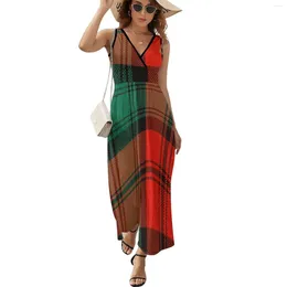 Vestidos casuais kerr antigo hw tartan vestido sem mangas vintage mulheres verão 2024