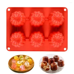Baking Moulds 6-Cavity Canele Silicone Mold Non-Stick Caneles Muffin Cupcake Pan Chocolate Ice Cream Pudding Mousse Mould DIY Cake