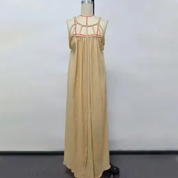 Lässige Kleider für Damen, langes schulterfreies Kleid mit geflochtenen Trägern für Damen, einfarbig, Urlaubs-Sommerkleid, Neckholder