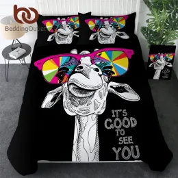 Sonnenbrille Bettingoutlet Lustige Giraffe Bettwäsche Set Tiere Bettdecke mit Kissenbezüge Regenbogen Sonnenbrillen Bettwäsche Orang -Utan -Bett Cover