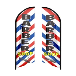 Tillbehör Barber Shop Swooper Fjäderflagga Anpassad strandbanner utomhusfrämjande för affärsreklam gratis frakt