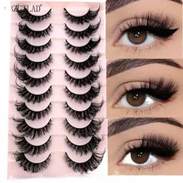 novos 10 pares de olhos falsos 6D Super Fluffy Wi Faux Mink Eyeles Cat Eye Dramático Les Eyel Extensi Maquiagem R7cP #