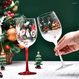 Copos de vinho acessórios para presente de natal copos de vidro pintados vermelho e cerveja com padrões copo de cristal transparente