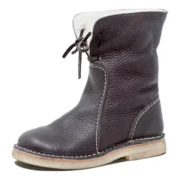 Botas botas de neve moda botas de tornozelo mulheres redondead pu toe botas curtas women retro 2024 sapatos de novo feminino