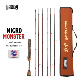 Rods Kingdom Micromonster Fishing Rod 1.55m 2 및 3 섹션 캐스팅 스피닝 푸지 가이드 UL 전원 여행 흐름 방출 송어 극