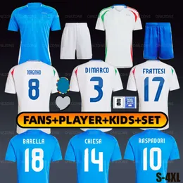 2024 Maglia da calcio Itália CHIESA BARELLA FRATTESI 24 25 Itália Futebol Jersey JRGINHO VERRATTI DIMARCO PELLEGRINI IMMOBILE RASPADORI camisa de futebol kit infantil HOMEM
