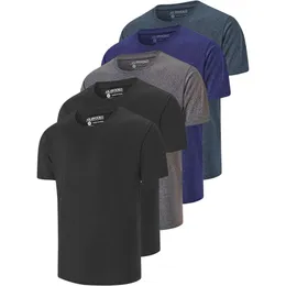 Camiseta masculina de 5 peças, seca e justa, esportes, corrida, academia, exercício, manga curta, camiseta para homens