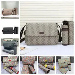 Borsa per pannolini di design Borsa per mamma impermeabile 3 set Borsa per pannolini Baby Cerniera per bebè marrone plaid stampato Borsa per mamma e bambino di grande capacità d1