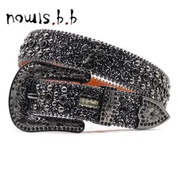 Nowisbb y2k أحزمة أحزمة Rhinestons الجودة Western Cowgirl Cowboy Diamond Bling Cinturones Para Hombre Luxury Designer العلامة التجارية Goth 240318